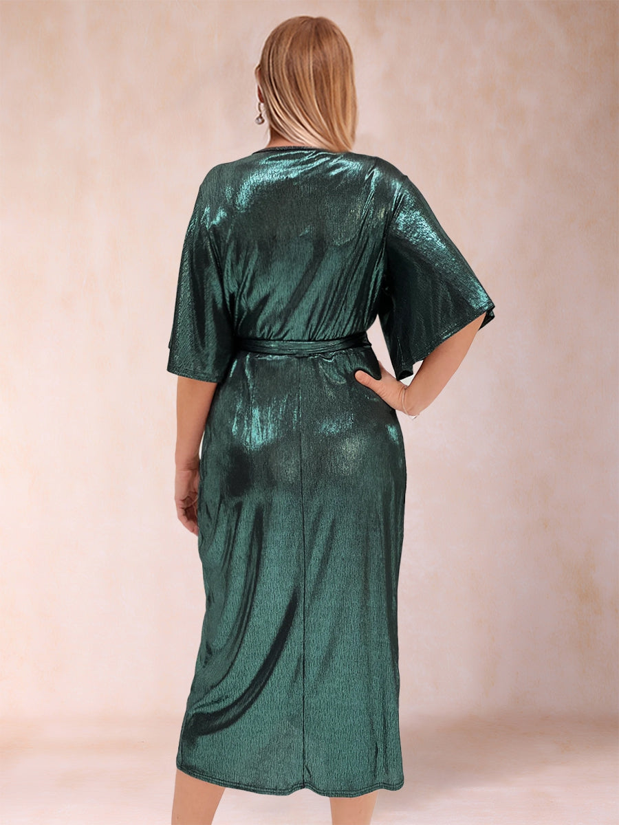 Romilly Vale Hunter Green back view wedding guest dress