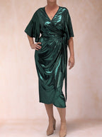 Romilly Vale Hunter Green side view wedding guest dress