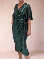 Romilly Vale Hunter Green bodice detail wedding guest dress
