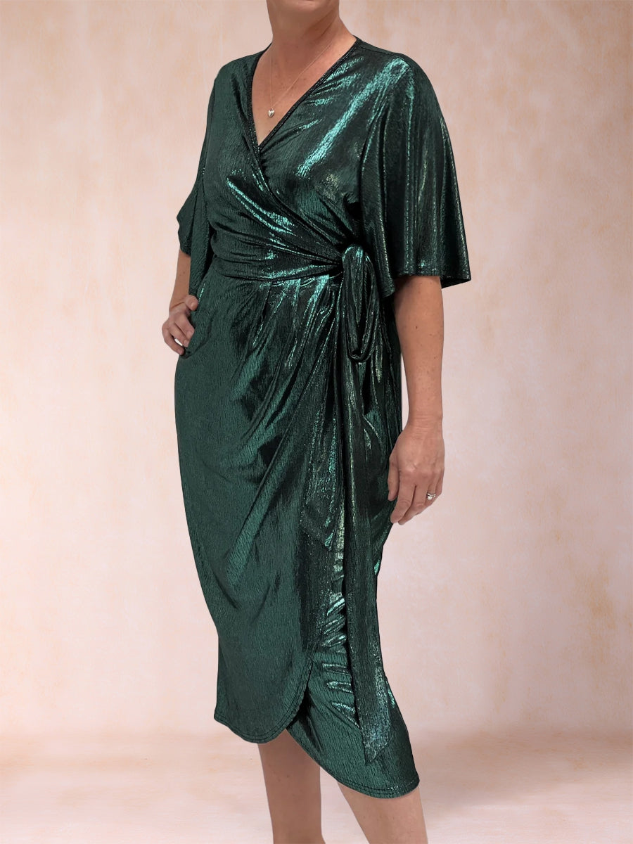 Romilly Vale Hunter Green bodice detail wedding guest dress