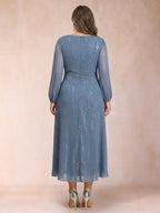 Odette Vale Dusty Blue back view wedding guest dress
