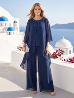Alessandra Elise Navy Blue front view mother of the bride dress