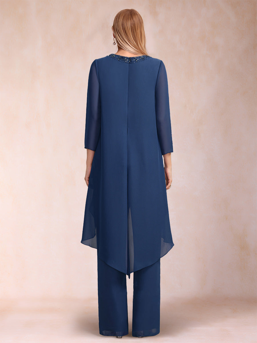 Alessandra Elise Navy Blue back view mother of the bride dress