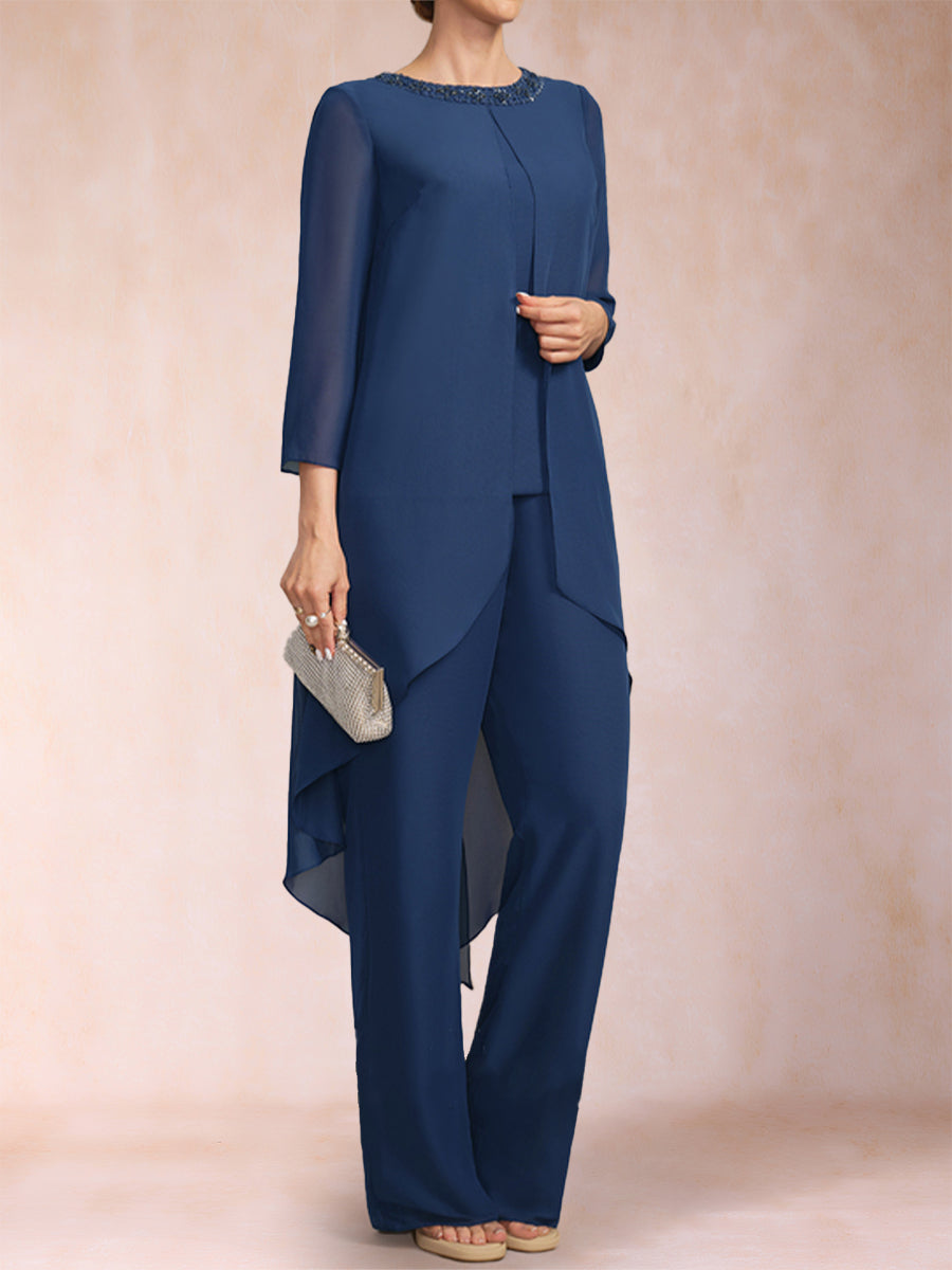 Alessandra Elise Navy Blue side view mother of the bride dress
