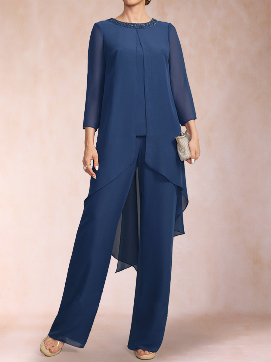 Alessandra Elise Navy Blue fabric detail mother of the bride dress