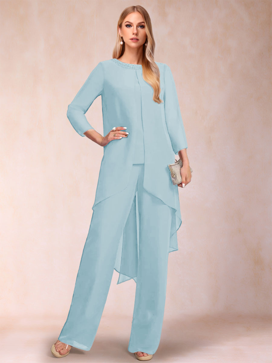 Alessandra Elise Sky Blue front view mother of the bride dress