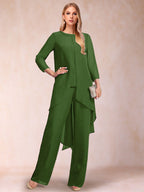 Alessandra Elise Olive Green front view mother of the bride dress