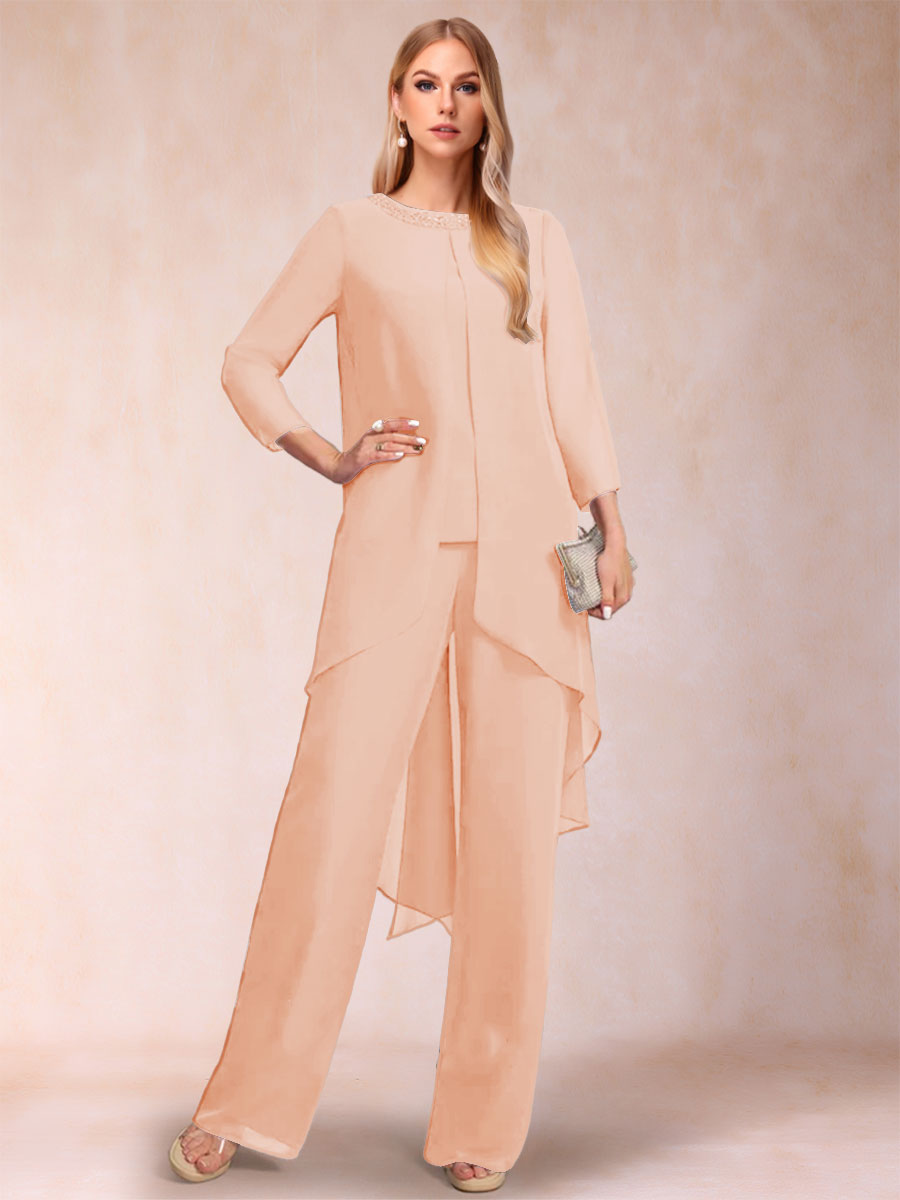 Alessandra Elise Peach front view mother of the bride dress