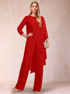 Alessandra Elise Red front view mother of the bride dress