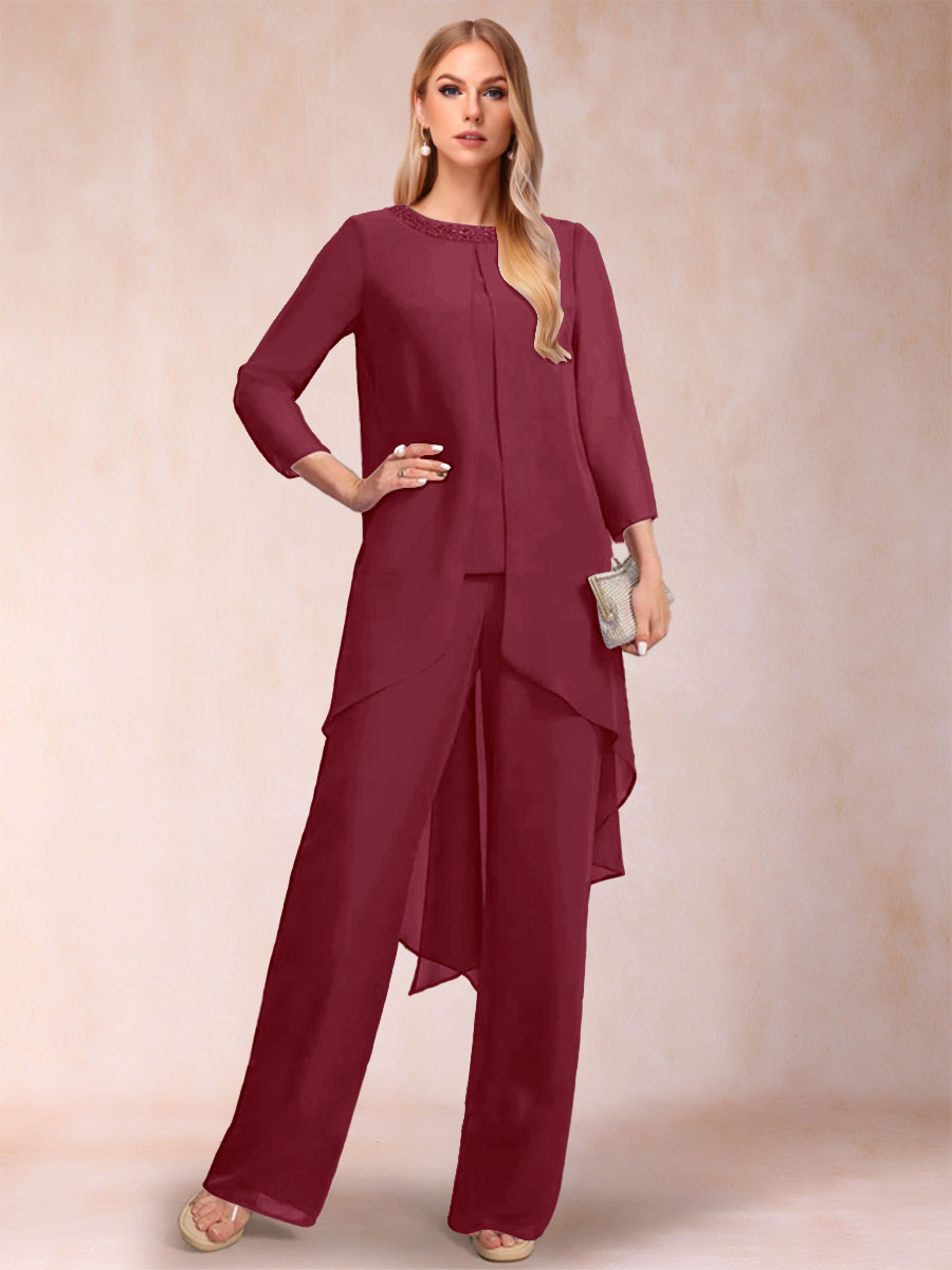 Alessandra Elise Burgundy side view mother of the bride dress