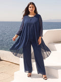 Maya Grace Navy Blue front view mother of the bride dress