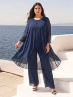 Maya Grace Navy Blue front view mother of the bride dress