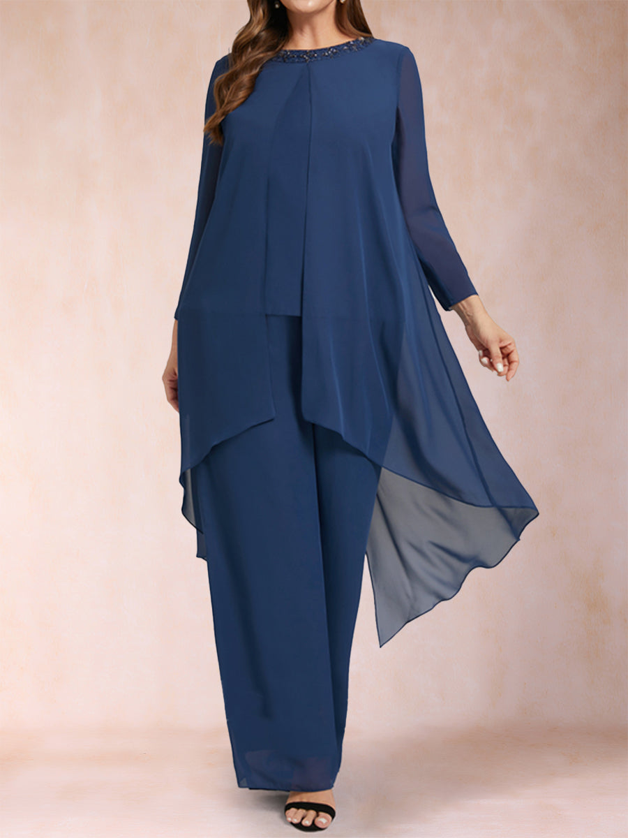 Maya Grace Navy Blue side view mother of the bride dress