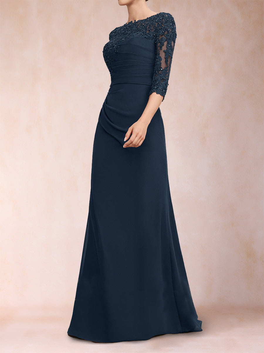 Cressida Joy Navy Blue fabric detail mother of the bride dress