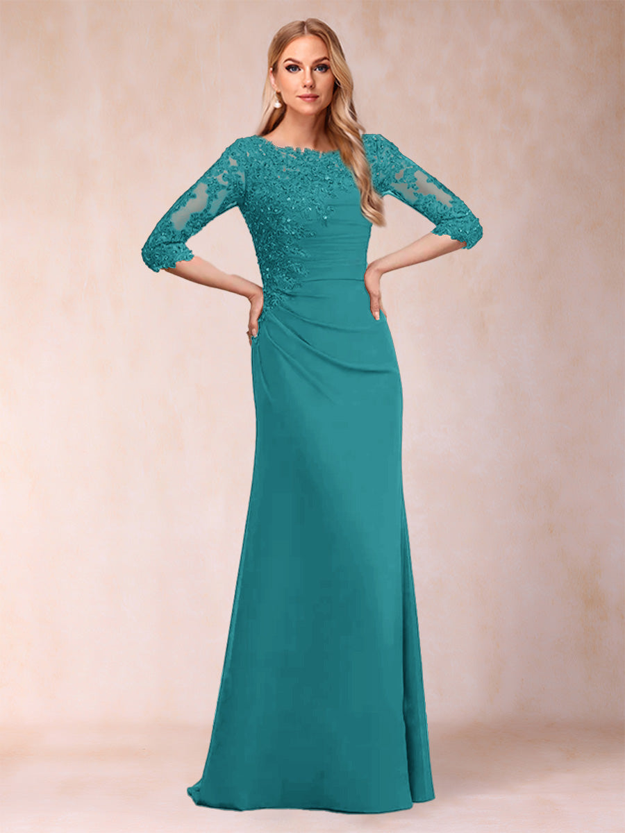 Cressida Joy Turquoise front view mother of the bride dress