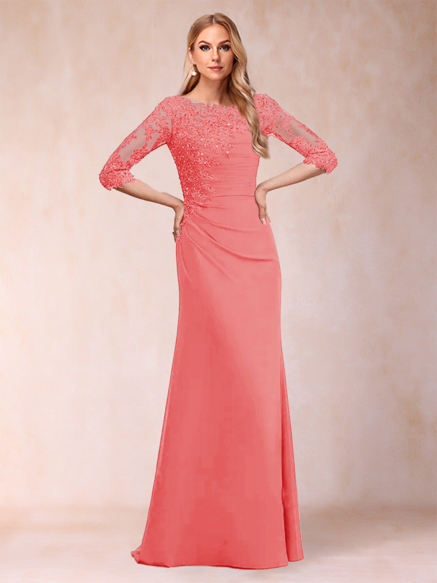 Cressida Joy Coral front view mother of the bride dress