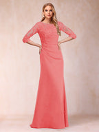 Cressida Joy Coral front view mother of the bride dress