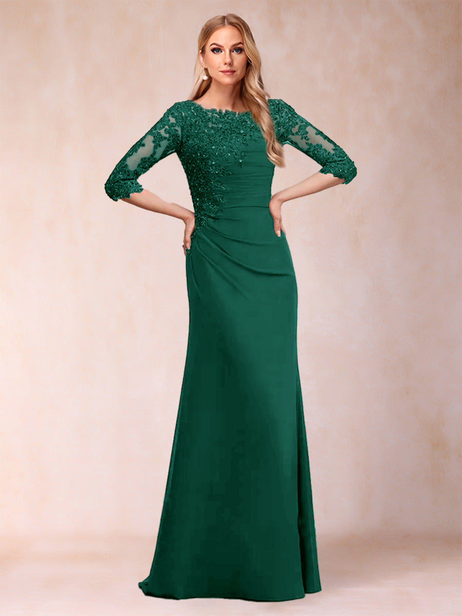 Cressida Joy Hunter Green front view mother of the bride dress