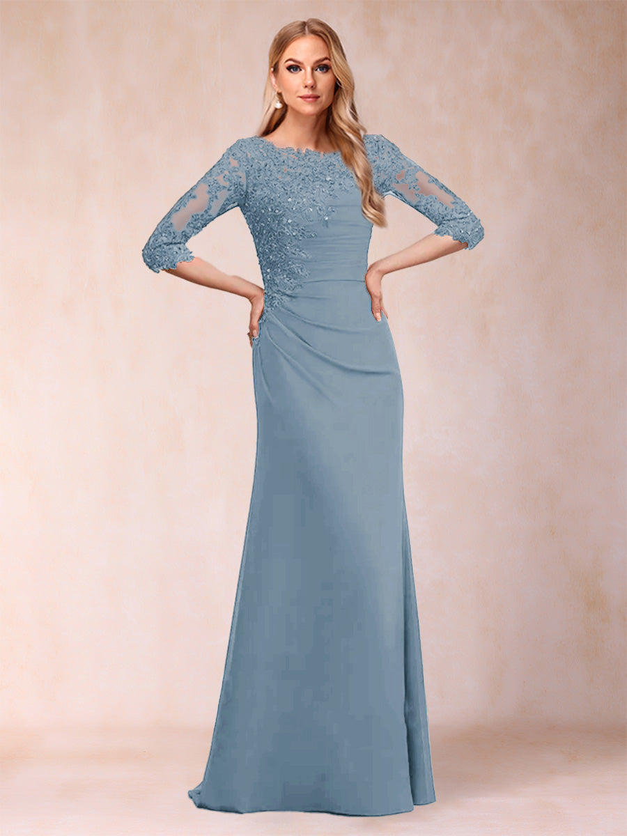 Cressida Joy Dusty Blue back view mother of the bride dress