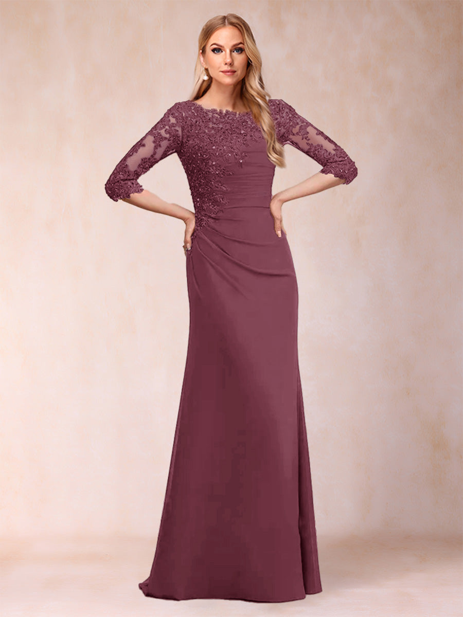 Cressida Joy Plum front view mother of the bride dress