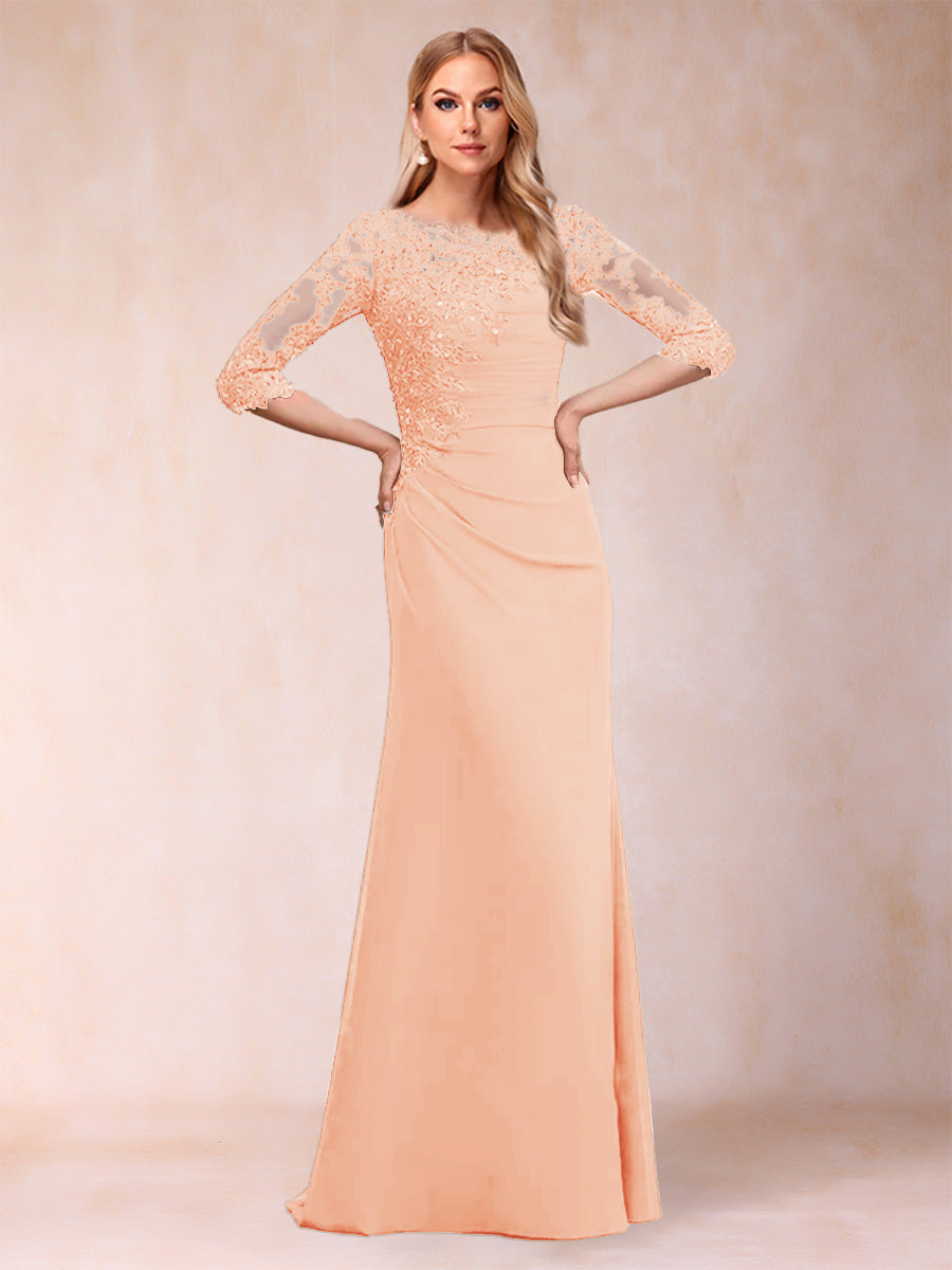 Cressida Joy Peach front view mother of the bride dress