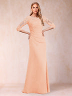Cressida Joy Peach front view mother of the bride dress