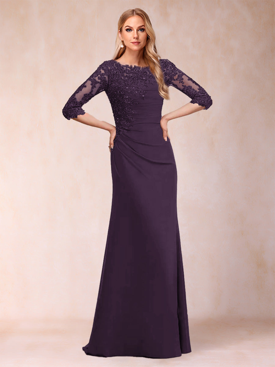 Cressida Joy Plum back view mother of the bride dress