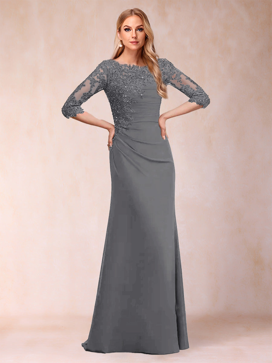 Cressida Joy Steel Grey front view mother of the bride dress