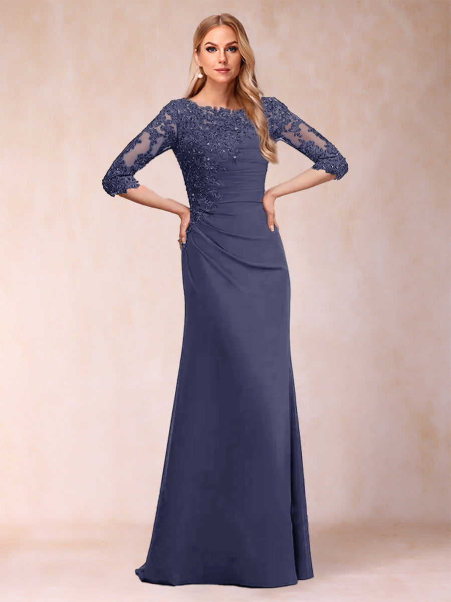 Cressida Joy Dusty Blue front view mother of the bride dress