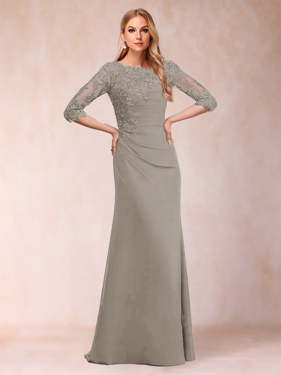 Cressida Joy Taupe front view mother of the bride dress