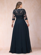 Demi June Navy Blue back view mother of the bride dress