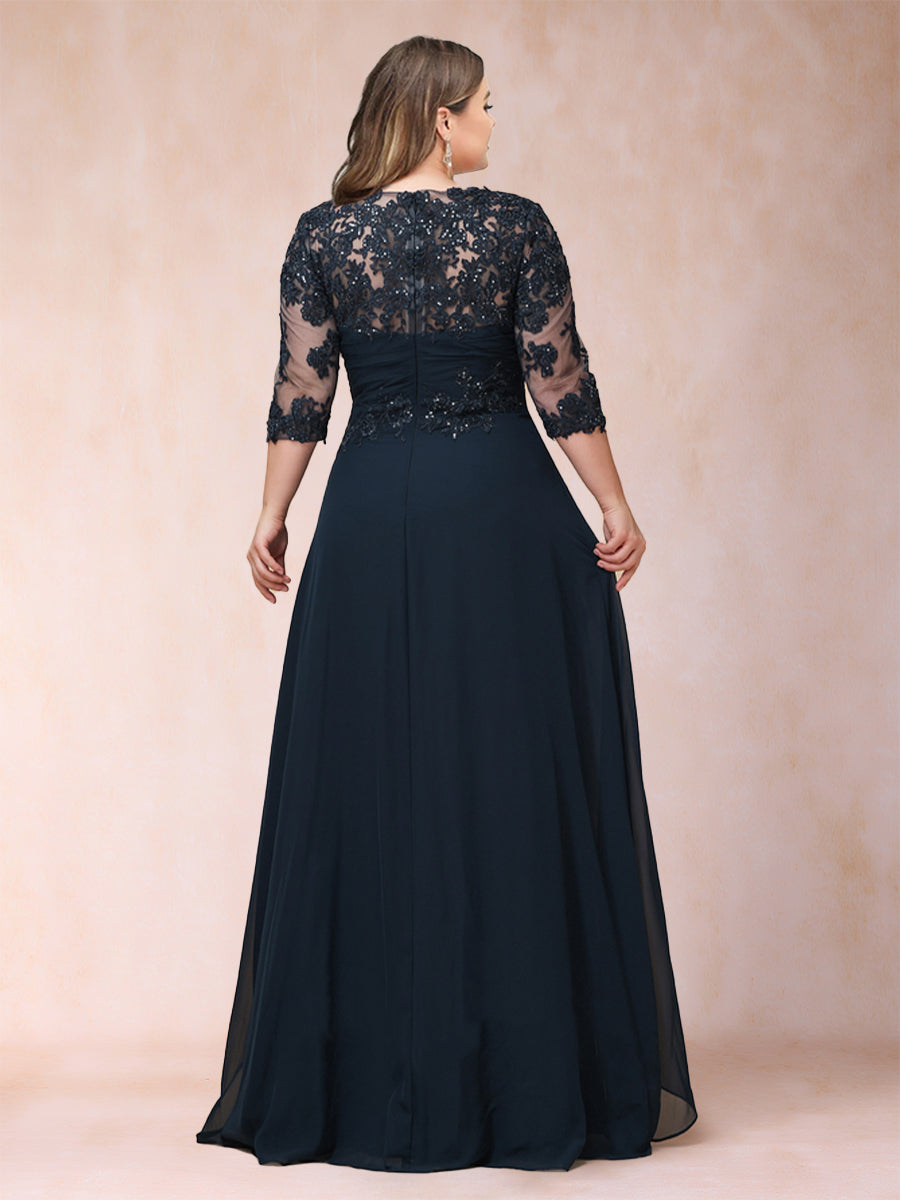 Demi June Navy Blue back view mother of the bride dress