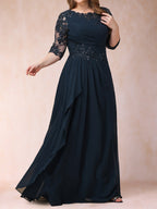 Demi June Navy Blue side view mother of the bride dress