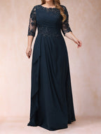 Demi June Navy Blue bodice detail mother of the bride dress