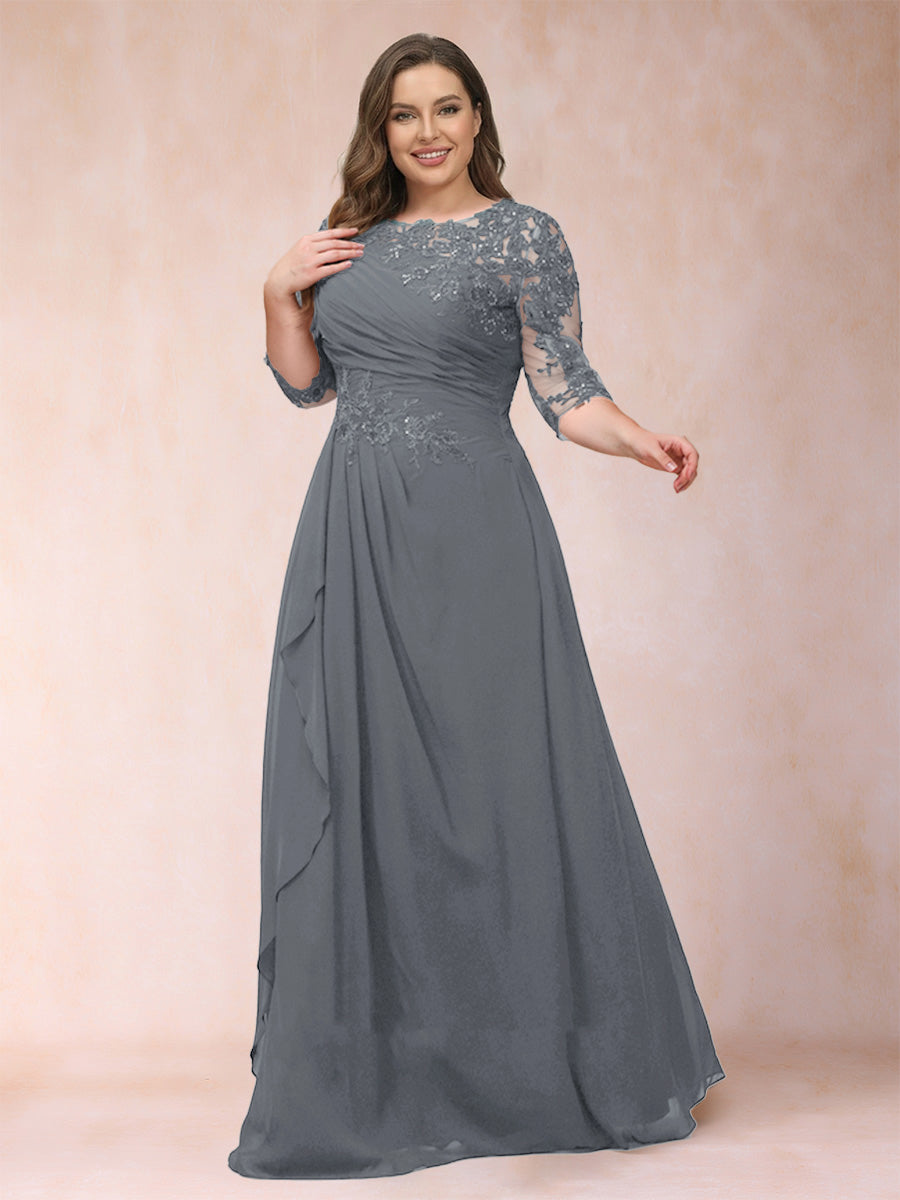 Demi June Grey front view mother of the bride dress