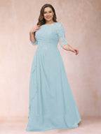 Demi June Sky Blue front view mother of the bride dress