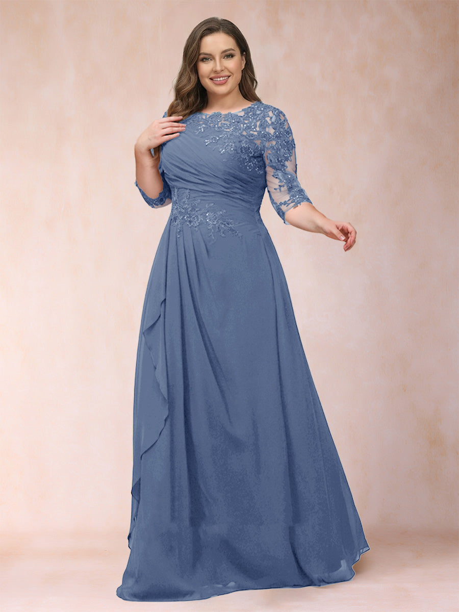Demi June Steel Blue front view mother of the bride dress