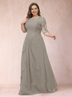 Demi June Taupe front view mother of the bride dress