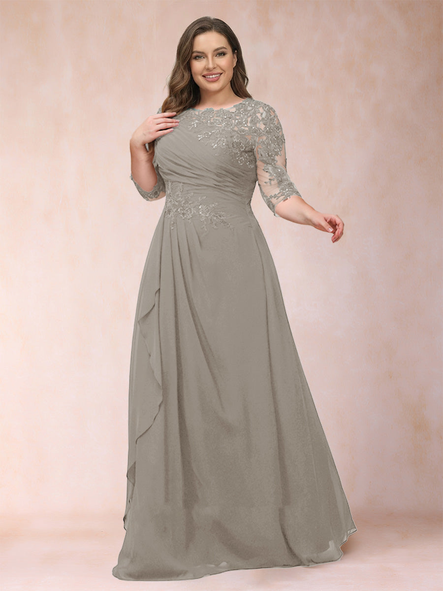 Demi June Taupe front view mother of the bride dress