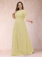 Demi June Yellow front view mother of the bride dress