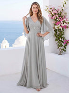 Pia Claire Silver front view mother of the bride dress