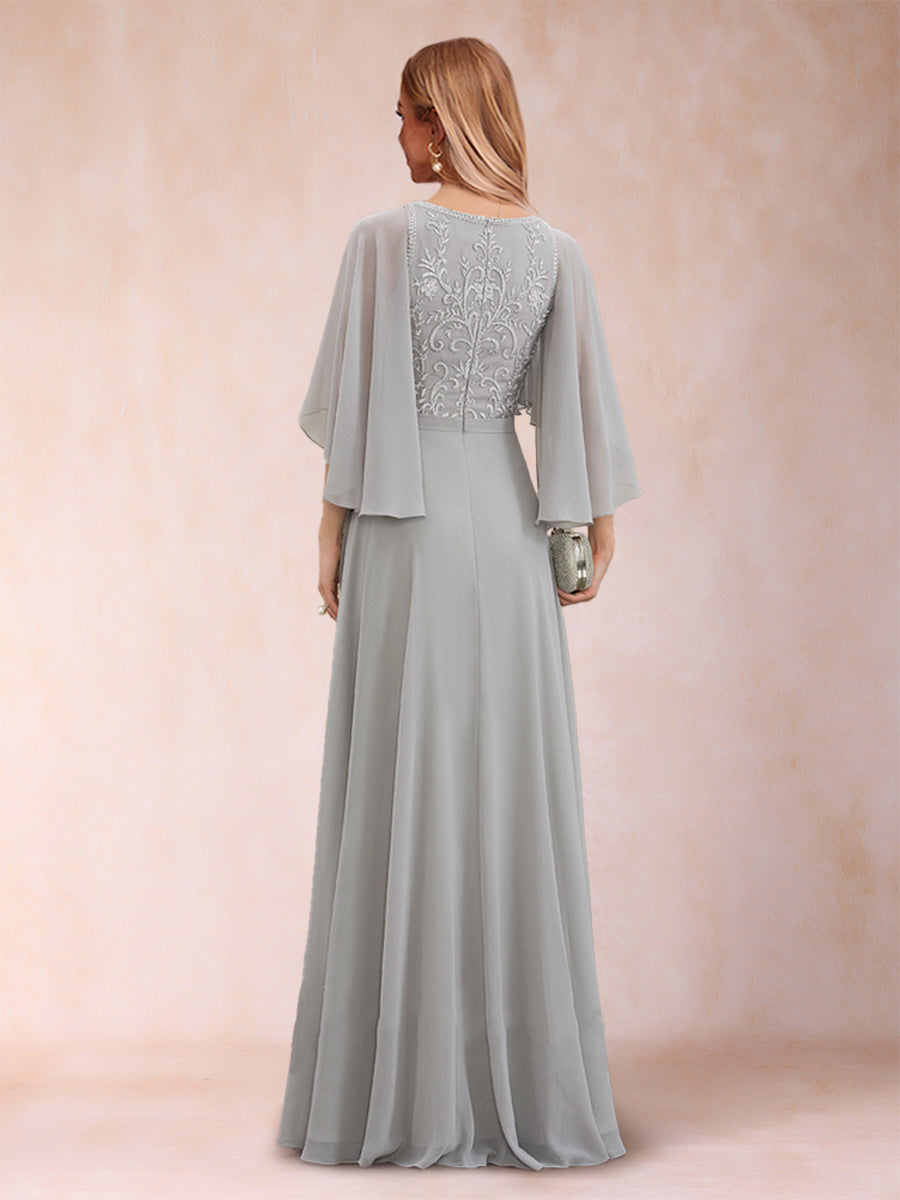 Pia Claire Silver back view mother of the bride dress