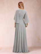 Pia Claire Silver back view mother of the bride dress