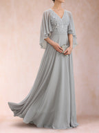 Pia Claire Silver side view mother of the bride dress
