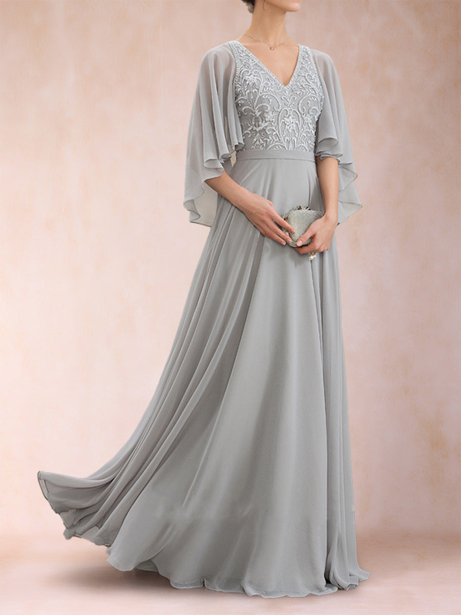Pia Claire Silver side view mother of the bride dress