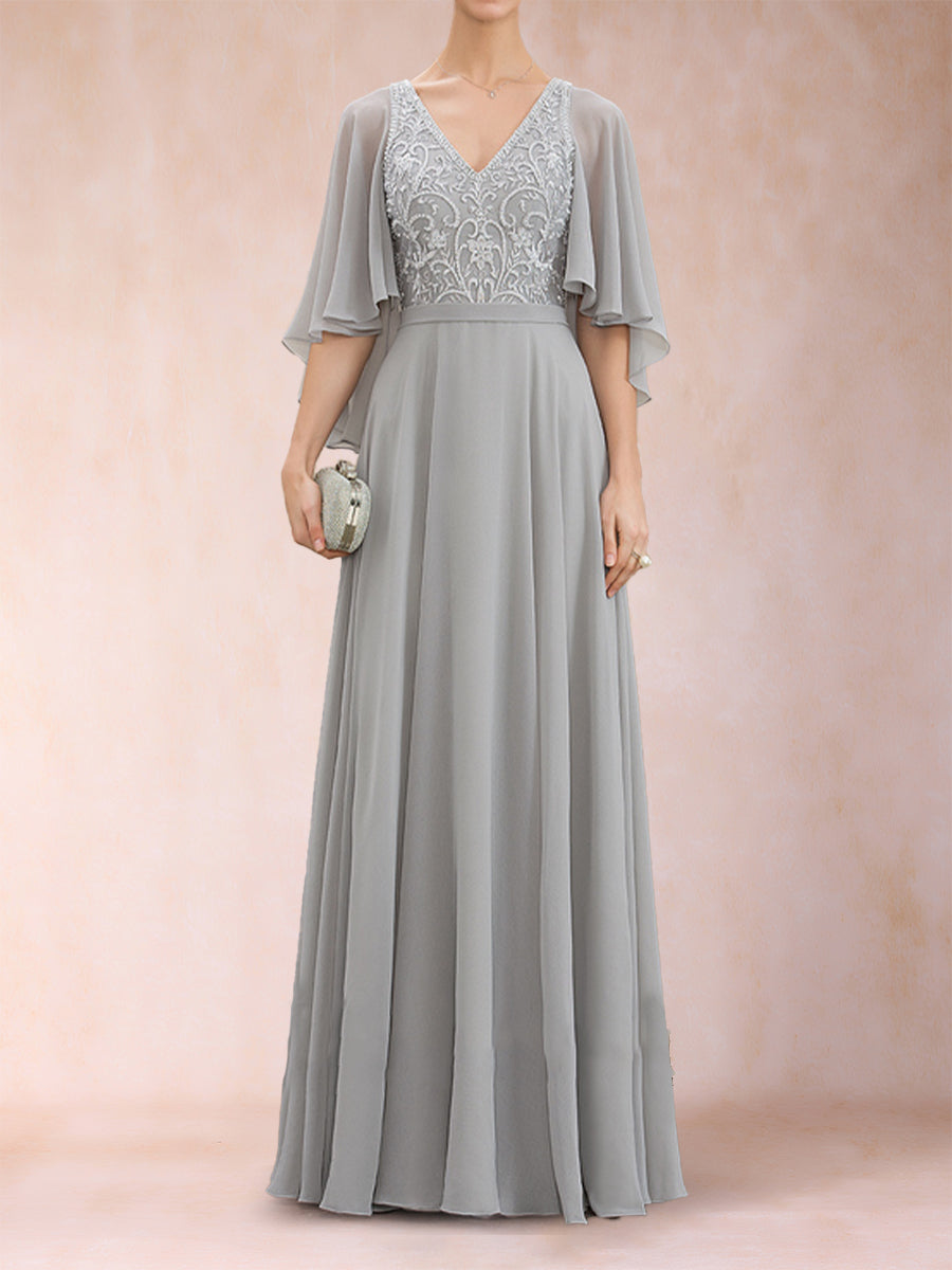 Pia Claire Silver fabric detail mother of the bride dress