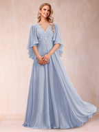 Pia Claire Lavender front view mother of the bride dress