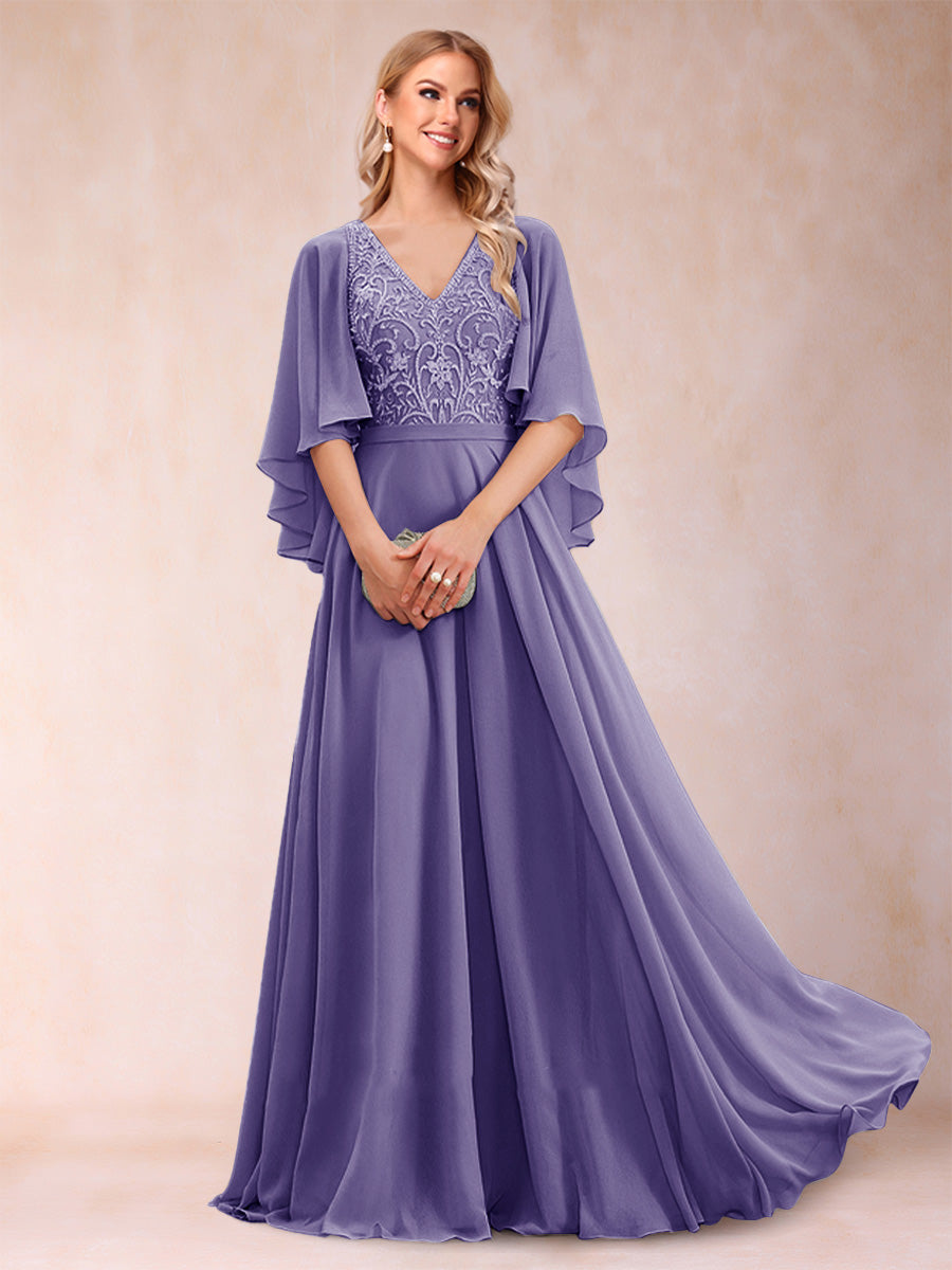 Pia Claire Lilac front view mother of the bride dress