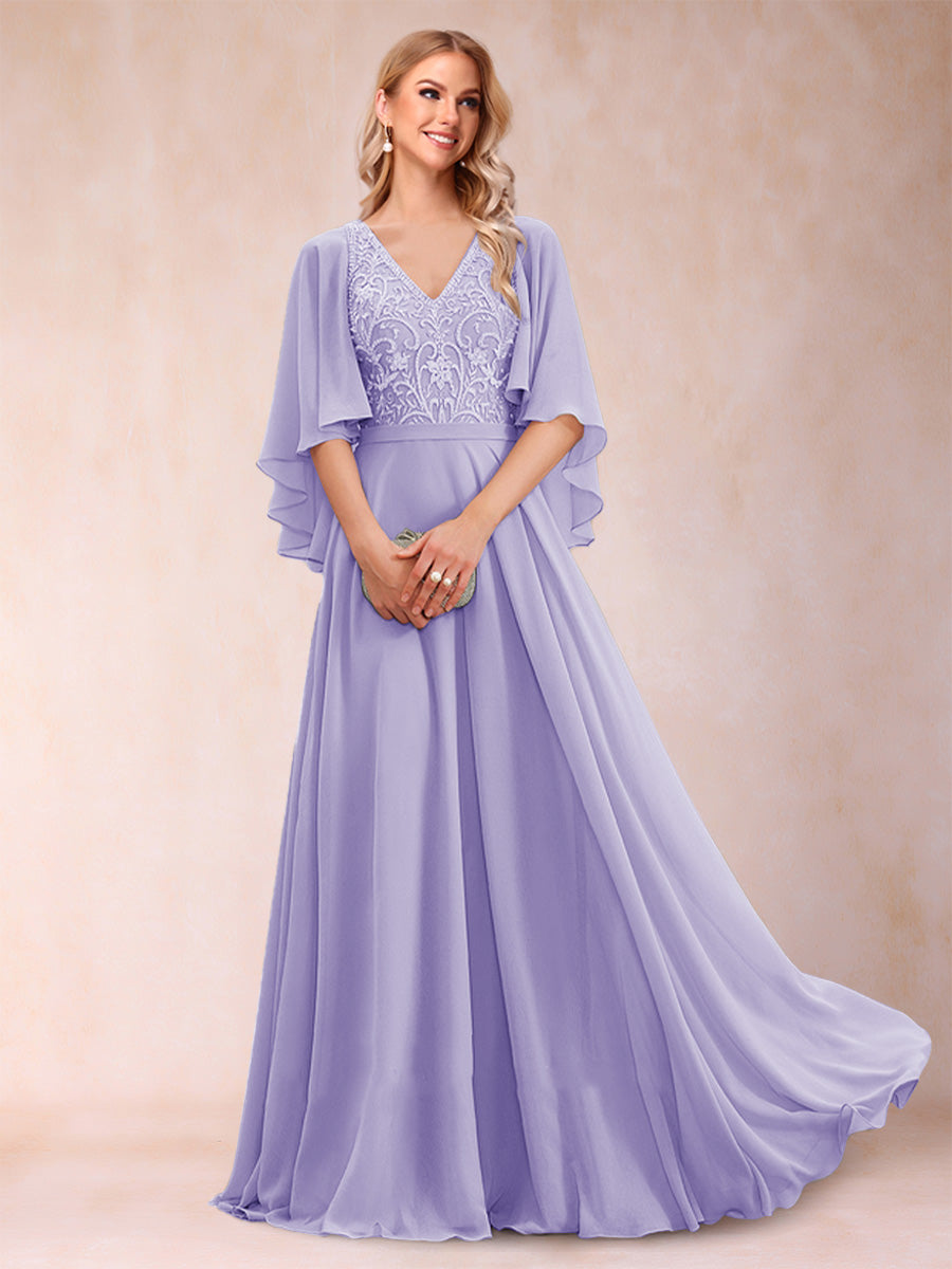 Pia Claire Lilac back view mother of the bride dress