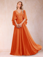 Pia Claire Orange front view mother of the bride dress